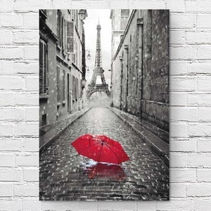 インテリアポスター フランス パリの景色 エッフェル塔と傘 PARIS 24×36inc(61×91.5cm) at1