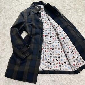 極美品●希少デザイン●【魅惑の逸品】バーバリーブラックレーベル　BURBERRY BLACK LABEL　モノグラム　ステンカラーコート　チェック　M