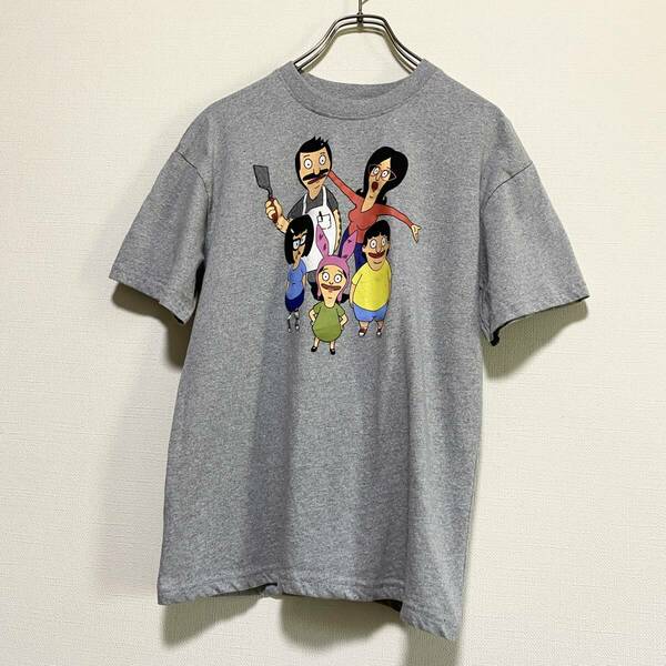 アメリカ古着　BOB'S BURGERS ボブズバーガーズ　半袖　Tシャツ　アニメ　Mサイズ　グレー　クルーネック　【I135】