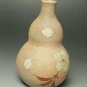 ■個人コレクション出品■伊藤東彦 布目桜文徳利 共箱 酒器 師：松井康成 笠間 独特の柔らかな布目!!No.1の画像5