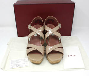 ◇新品 BALLY バリー SKIN 16 LAMB PATENT パテントレザー ウェッジソール サンダル 38