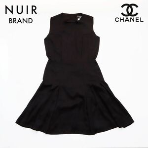  Chanel CHANEL One-piece Size 40 no sleeve silk black 