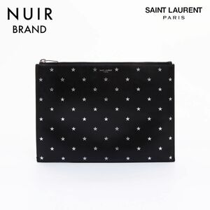 イヴ・サンローラン YVES SAINT LAURENT クラッチバッグ スターモチーフ ブラック シルバー