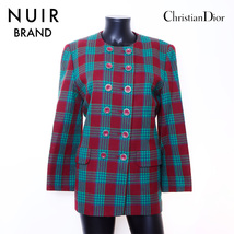 クリスチャンディオール Christian Dior ジャケット Size:L チェック ノーカラーコート マルチカラー_画像1