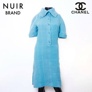 シャネル CHANEL ワンピース Size:36 ツイード 半袖 ブルー