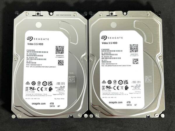 【送料無料】 2個セット ★ 4TB ★　ST4000VM005　/　Seagate【使用時間： 8ｈ＆ 8ｈ】2023年製 新品同様 3.5インチ内蔵HDD AVコマンド対応