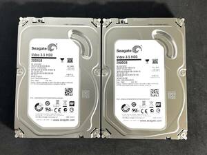 【送料無料】 2個セット ★ 2TB ★　ST2000VM003 / Seagate【使用時間： 1ｈ＆ 1ｈ】新品同様　3.5インチ AVコマンド対応　1ET164　FW:SC12