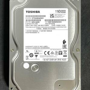 【送料無料】　★ 2TB ★　TOSHIBA / DT02ABA200V　【使用時間： 311 ｈ】 2022年製　稼働少　3.5インチ内蔵HDD AVコマンド対応