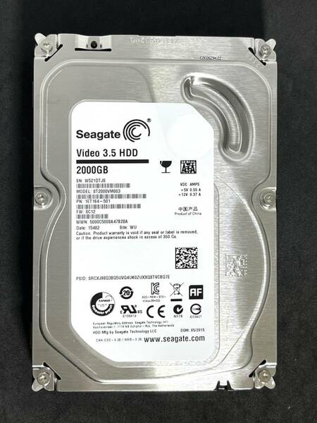 【送料無料】 ★ 2TB ★　ST2000VM003 / Seagate　【使用時間： 1 ｈ】 新品同様　3.5インチ AVコマンド対応　ST2000VM003-1ET164　FW:SC12