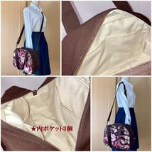 ハンドメイド☆ボストン型トート☆4WAY☆ショルダー紐付き☆イングリッシュローズ☆レース☆帆布_画像9