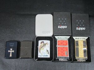 ZI04◆横浜古物◆ Zippo ライター 十字架・魚 他 全５点 ジッポー