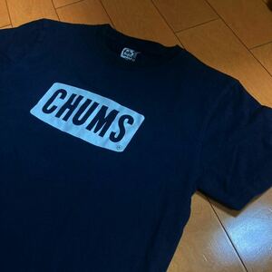 CHUMSネイビーコットンロゴT