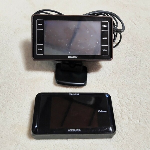 レーダー探知機 2個セット コムテック COMTEC ZERO 701V ASSURA セルスター CELLSTAR VA-303E GPS 通電確認済み 中古 送料無料 M4