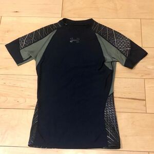 アンダーアーマー ヒートギア 半袖 ネイビー アンダーシャツ インナーシャツ UNDER ARMOUR 黒 グレー メンズ ポリエステル 送料無料 E4