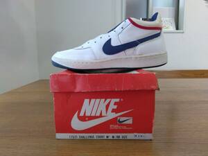 新品デッドストック　NIKE「チャレンジコートマッケンロー」80年代オリジナル品　白/青/赤　us8.5　26.5ｃｍ　世界地図箱有