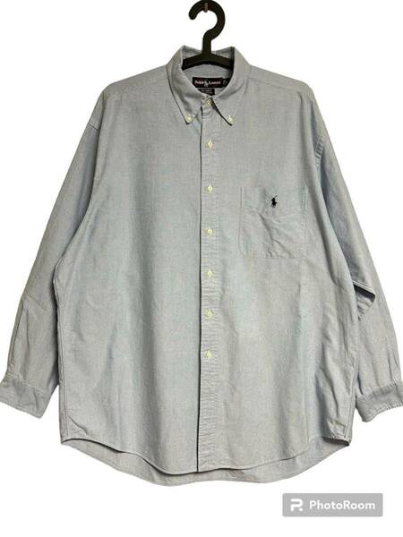 BIG SHIRT！！90s ラルフローレン　長袖　シャツ　オックスフォード　ブルー　ビッグシャツ　無地　BLAKE 