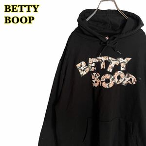 BETTY BOOP ベティブープ　スウェットパーカー プルオーバーパーカー ロゴプリント　黒　サイズ不明　【AY1630】