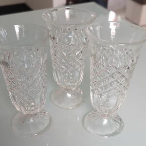 グラス クリスタルガラス ガラス デザイン　3個　クリームソーダ　レモンスカッシュ　パフェ