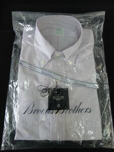 0986【本州のみ送料無料】Brooks Brothers ブルックスブラザーズ　メンズシャツ　ワイシャツ　ホワイト×パープル・ストライプ柄　未着用品