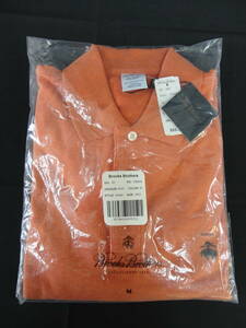1108【Brooks Brothers ブルックスブラザーズ　メンズカットソー　長袖ポロシャツ　Mサイズ　オレンジ　未着用品