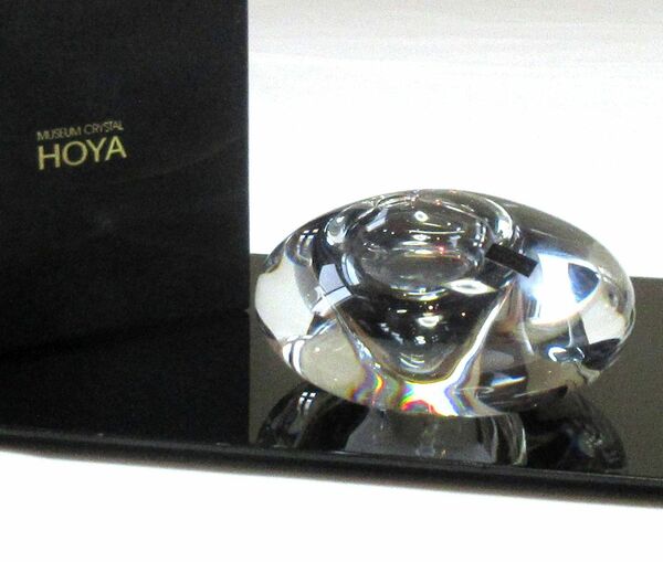 ★HOYA CRYSTAL　ホヤクリスタルガラス　ペン立て　 ペーパーウェイト　文鎮　箱付き CKN1231　現品限　生産終了品