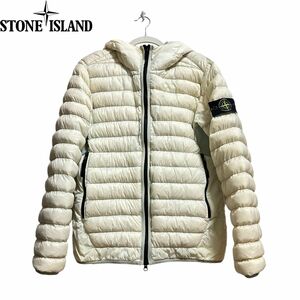 STONE ISLAND DYED MICRO YARN DOWN ガーメントダイ　フーデッドライトダウン　アイボリー　Mサイズ