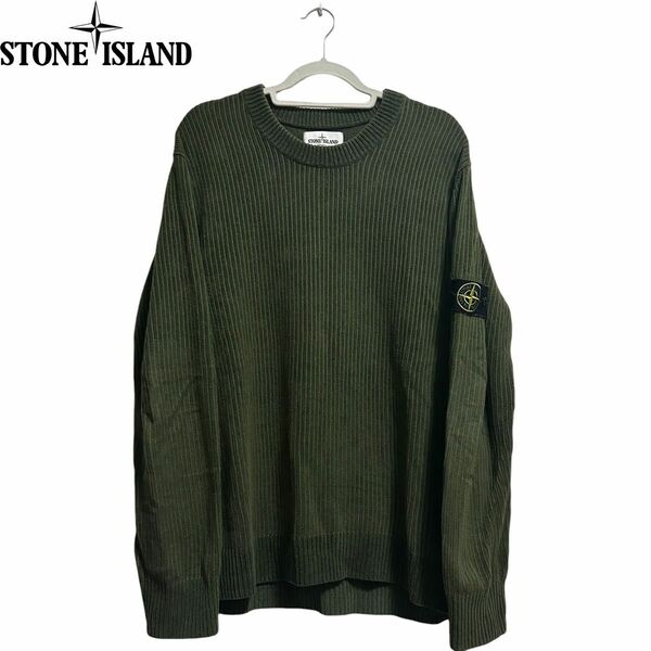 STONE ISLAND COTTON CHENILLE KNIT 21AW ストーンアイランド　コットンセーター　オリーブ　L