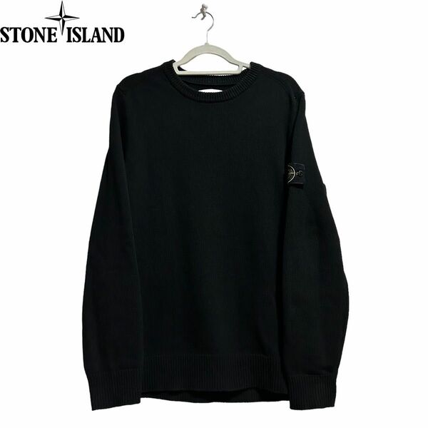 STONE ISLAND WOOL CREWNECK PULLOVER 21AW ラムウール ニットセーター　厚手　L ブラック