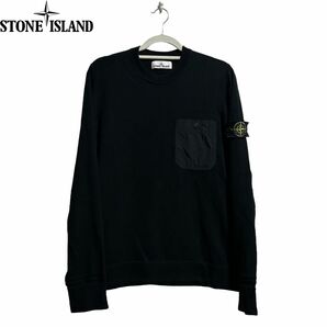 STONE ISLAND Light Raw Cotton Knit 21ss ローゲージポケットニットセーター　薄手　ブラック