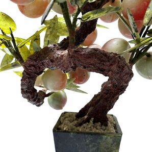 24D04-13N：玉石製 彫刻 桃の木 細工彫刻 置物 インテリア 玉石盆栽 オブジェ天然玉石製 飾り物 風水 縁起物 中国美術 骨董 現状渡の画像7