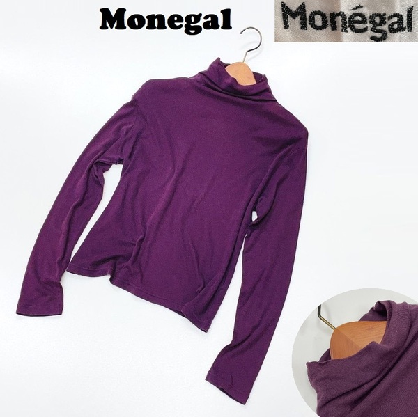 【38】Monegal パープル 長袖ニット レディース カジュアルトップス 通勤大人可愛い個性的デイリー カシミヤ マツオ センソユニコ モネガル