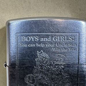 ●D ZIPPO オイルライター ジッポ Zippo ジッポー 喫煙具 BOYS and GIRLS Save your Quarters Buy War Savings Stamps ※火花のみ確認の画像2