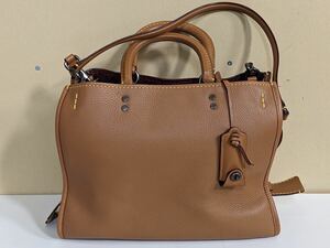 ● COACH コーチ 38124 レザー 2WAY ハンドバッグ トートバッグ ショルダーバッグ 肩掛けかばん レディース ブラウン色