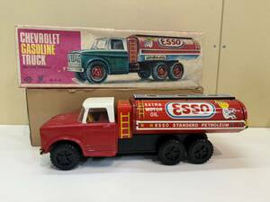 *[ редкий 1 иен старт!]CHEVROLET GASOLINE TRUCK ESSO Showa Retro миникар подлинная вещь FRICTION POWERED наружная коробка приложен бензин грузовик 