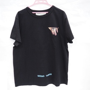 Th959393 オフホワイト 半袖Ｔシャツ Eyes-print T-shirt 17SS ブラック Sサイズ OFF-WHITE 美品・中古