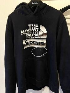 本日限定希少品シュプリーム The North Face Metallic Logo Hooded Sweatshirt ノースフェイス メタリック ロゴ スウェット パーカー 黒M