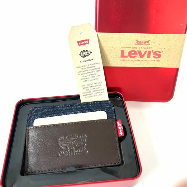 Levi's リーバイス　カードケース　パスケース　名刺入れ　ブラウン　ブルー　レディース　ブランド　レザー　中古品　正規品