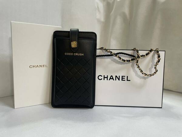 ◆ CHANEL シャネル ココクラッシュVip チェーン付きポーチ ブラック ◆ スマホケース 肩掛け ノベルティ 