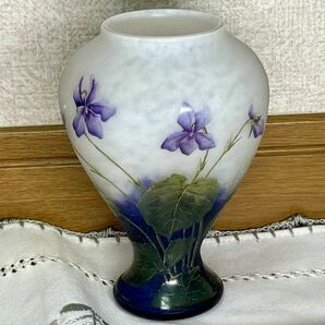 【極美品】ドーム兄弟 スミレ文花瓶 ドームナンシー Daum Nancy 本物 花瓶の画像2