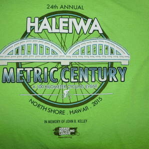 Hawaii ハレイワ HALEIWA 自転車競技 国際 100km国際競技 Metric centuryイベント SUBARU 記念Tシャツ 限定Tシャツ 黄緑 L 難ありの画像2