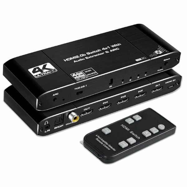 ＊人気商品＊HDMI切替器 HDMI 4入力1出力音声分離&ARC 音声分離器 HDMI切替器 4K@60Hz 4入力1出力