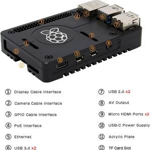 Geekworm Raspberry pi 4(ラズベリーパイ4モデルB) CNC超薄型アルミ合金パッシブ冷却金属ケース、ラズパイの画像3