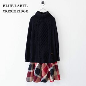 【BLUE LABEL CRESTBRIDGE】ブルーレーベルクレストブリッジ　ニットコンビワンピース　チェック