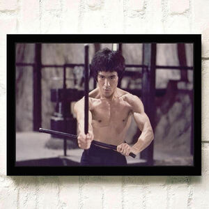 ブルースリー ポスター 70x50cm カンフー 武道 燃えよドラゴン グッズ 海外 雑貨 キャンバス 写真 アート Bruce Lee 37