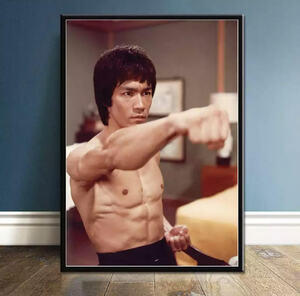 ブルースリー ポスター 70x50cm カンフー 武道 燃えよドラゴン グッズ 海外 雑貨 キャンバス 写真 アート Bruce Lee 4