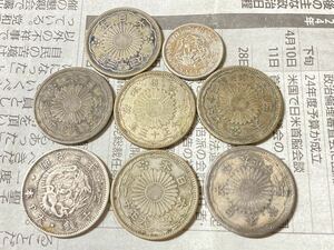日本の銀貨　まとめて8枚セット　50銭 20銭　10銭など　古銭　硬貨　貨幣　近代銭
