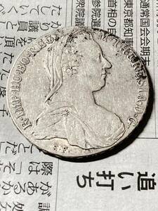 オーストリア　1ターラー銀貨　1780年　S.F. 大型銀貨　希少　レアコイン　古銭　ヨーロッパ　外国コイン　大型銀貨　世界の貨幣