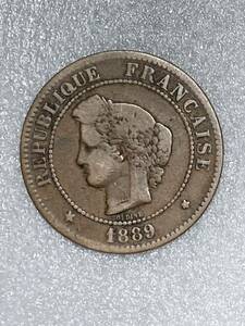 フランス　5サンチーム銅貨　1889年　希少　レアコイン　古銭　ヨーロッパ　外国　海外古銭