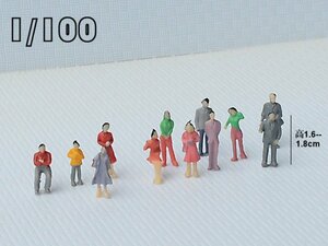 【普通郵便送料無料！】人物 色付き人型模型 1/100 1：100 100体セット 鉄道模型 建築模型に(色付)