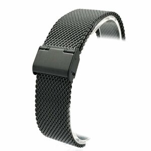 [ ordinary mai free shipping!]22mm wristwatch exchange belt stainless steel mesh sliding band black 01